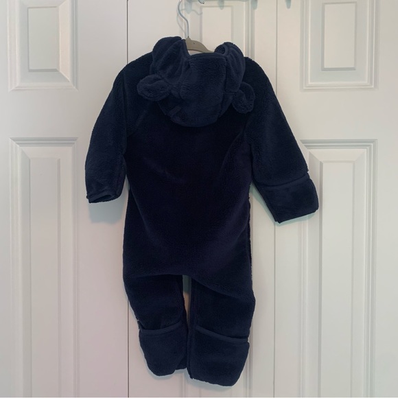 NWT Infants' L.L.Bean Hi-Pile Fleece Bunting in Bright Navy, size 3-6 months - Picture 3 of 5